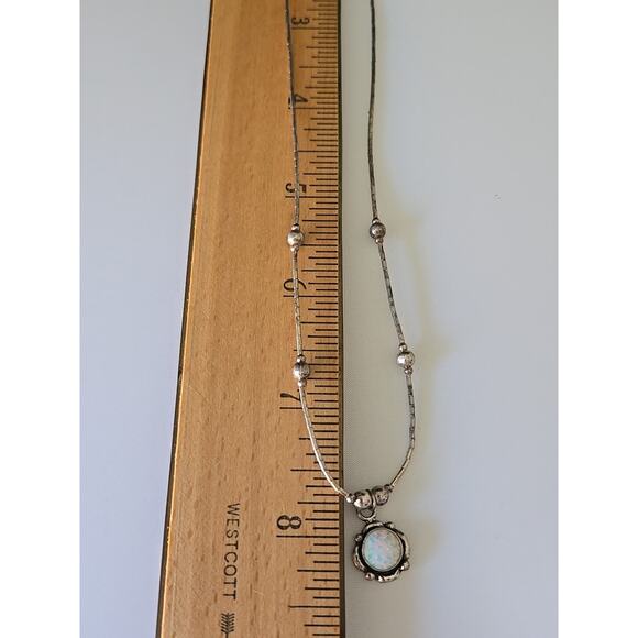 Vintage Liquid Sterling Silver Necklace 925 Round Opal Pendant Southwestern - Picture 6 of 7